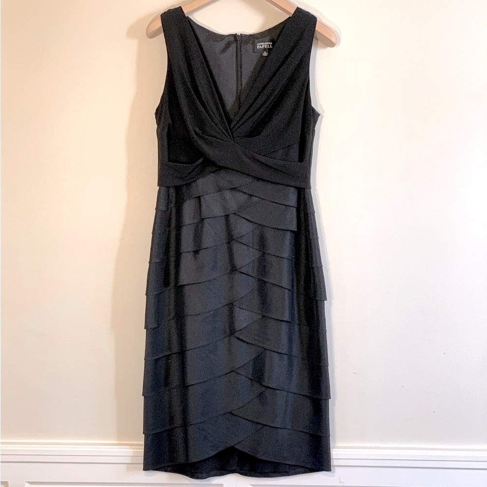 Adrianna Papell Black Tiered Cocktail Dress